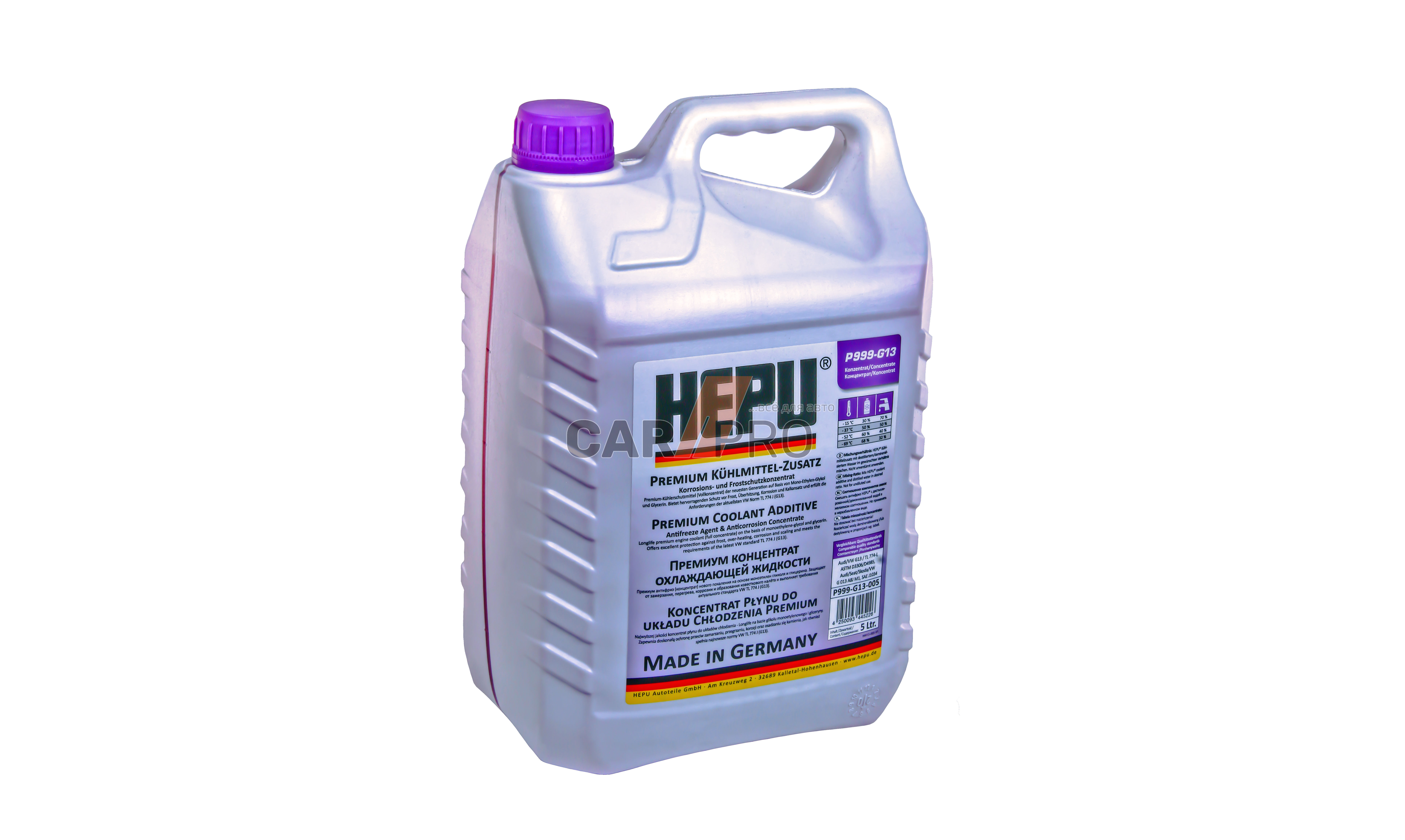 Антифриз-концентрат G13 (лиловый, -80*С), HEPU Antifreeze 5L HEPU